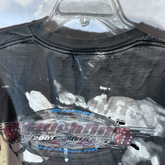Vintage Harley Davidson Laughlin Tie Dye Black White Crop Top T Shirt Tee - Picture 10 of 10
